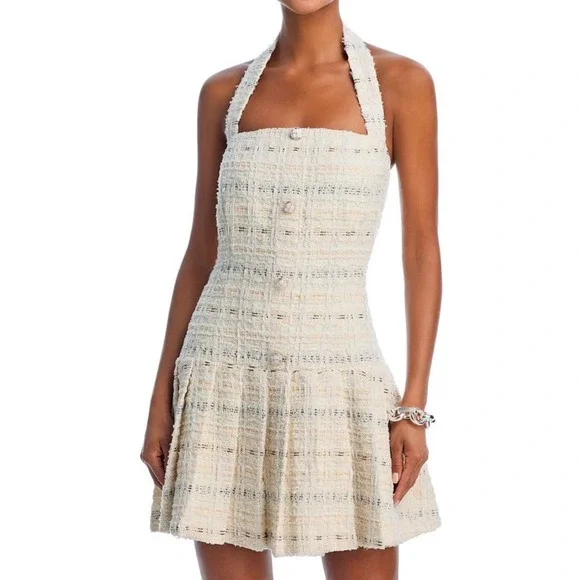 aqua tweed mini dress Aqua Women's Tweed Pleated Mini Dress - 100% Exclusive - Blue - Size M
